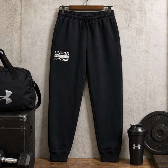 Under Armour Other - Under Armour Fleece Jogger Sweatpants Mens M Black Graphic Logo Athletic Pants
